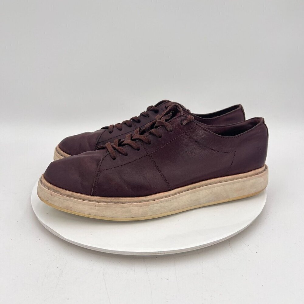 Frye Mercer Low Men Size 9.5 3481208 Brown Leather White Sole Casual Shoes